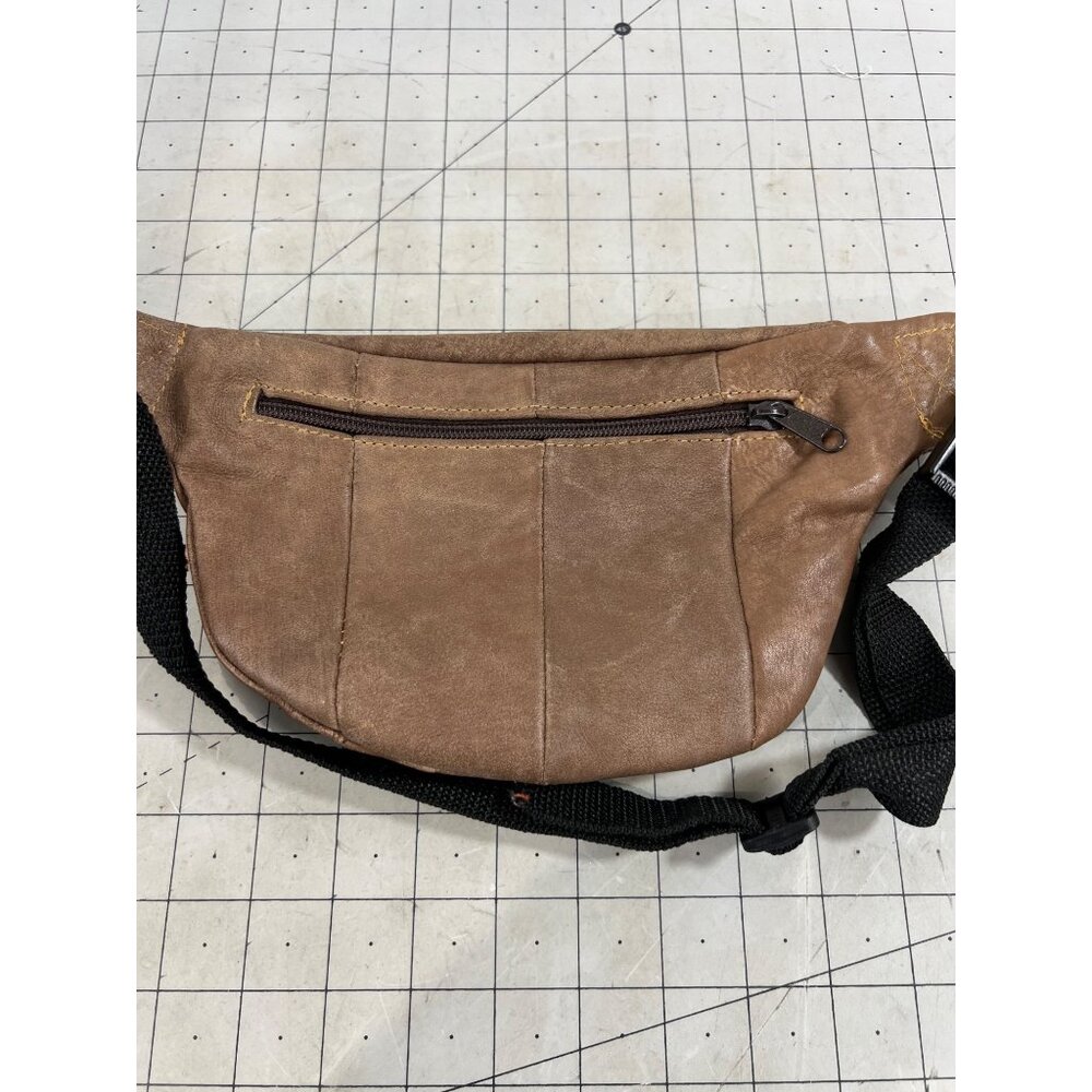 Vintage Brown Genuine Leather Fanny Pack Adjustable Strap Multiple Pockets - Picture 8 of 10
